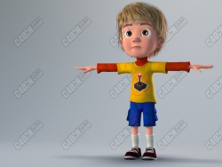 ɰͨСк3Dģ() Cute cartoon little boy 3D model (with binding)