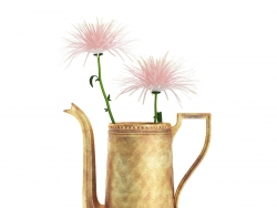C4Dɫķɫͻģ Pink Flowes in Golden Teapot
