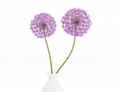 C4DɫմɻƿɫѹӢģ Small Purple Flowers in White Vase