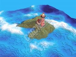 C4D低聚卡通海岛灯塔模型 Lighthouse Island Voxel