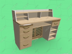 实木电脑桌儿童学习桌室内家具模型 Cool desk