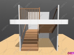室内木楼梯建筑组件模型