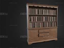 C4Dĸģ Antique Bookcase with Cabinets