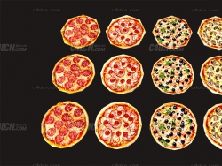 C4Dֲͬζʳͨʳģ tasty lowpoly pizza