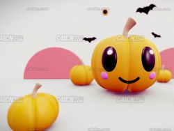 Blender可爱万圣节主题南瓜人模型 Cute Pumpkin