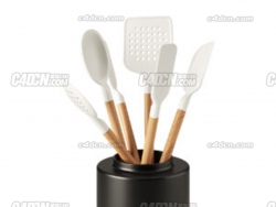 ɫ轺ľƲ;C4Dģ  white silicone & wood utensils